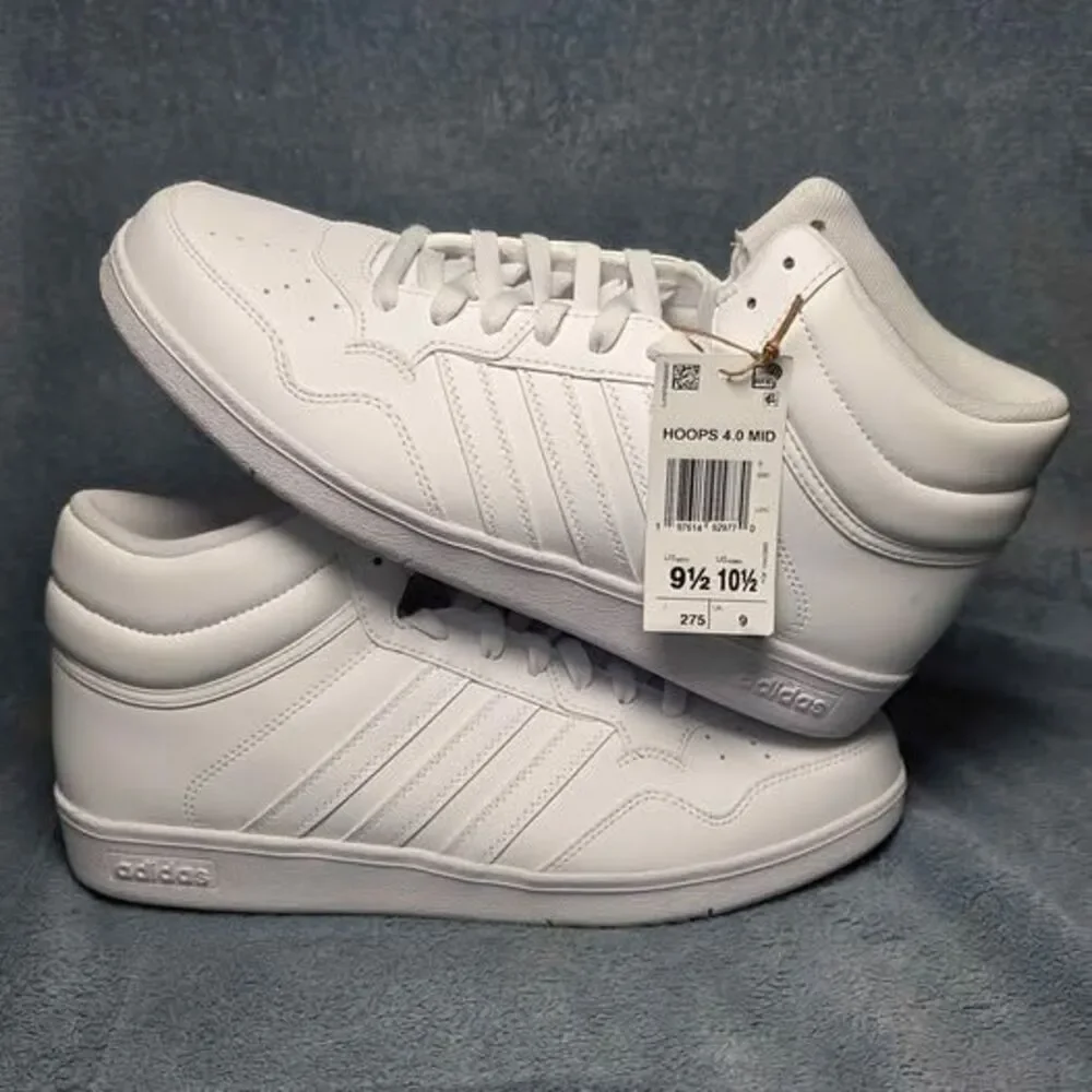 Adidas Hoops 4.0 Mid White Sneakers Men's 9.5 / Women's 10.5